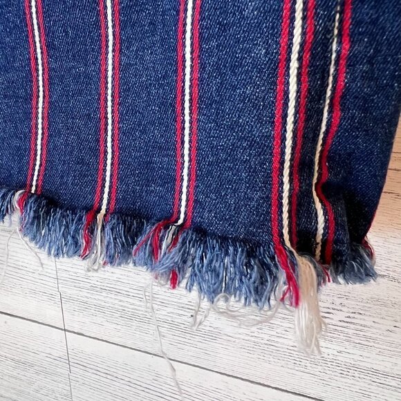 American Eagle Mini Skirt Womens Size 2 Red, White, Blue Stripe Denim July 4th - Picture 11 of 16